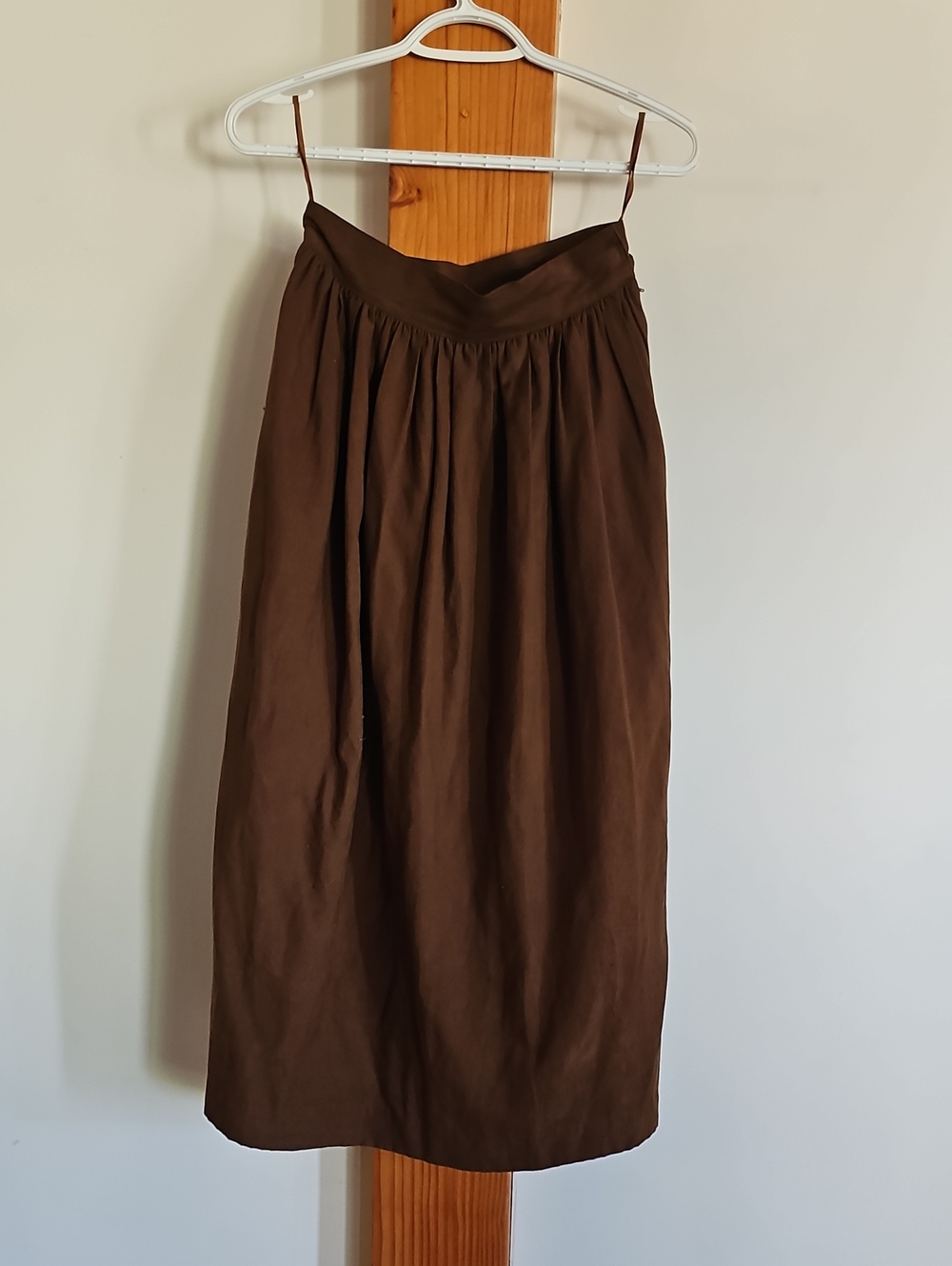 Vintage 70s Ports International  Brown Midi Skirt - Ultrasuede
